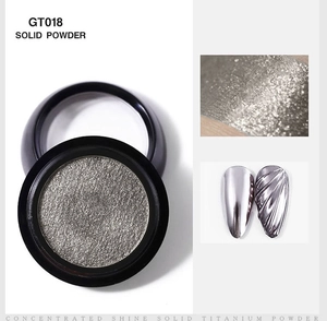Macro detail of GT018 solid silver titanium mirror powder for chrome nail art design