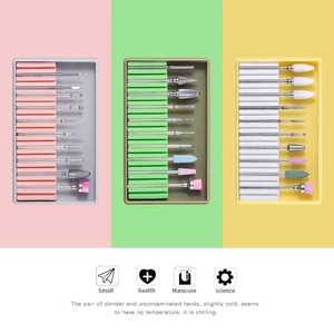 Professional alloy and ceramic nail drill bit sets in colorful storage cases