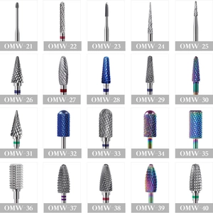 Set of 20 professional alloy nail drill bits including tungsten and ceramic heads