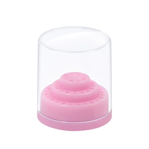 Dreistufiger rosa Nagelfräser-Halter mit transparentem Staubschutzdeckel-Display
