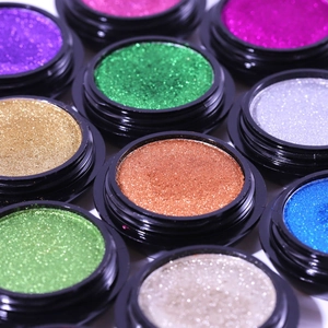 Solid mirror nail powder set in various metallic colors with high-shine chrome finish