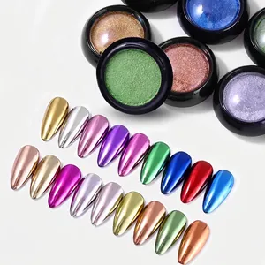 Solid metallic nail mirror powder set with 18 chrome colors for professional manicure finish