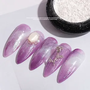Polvere glitter bianco perla fine per decorazione unghie fai da te sfumate viola