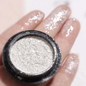 Polvere glitter argento scintillante per unghie e occhi per trucco e manicure