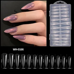 Size chart for stiletto full cover nail tips including 12 different dimensions and 240pcs