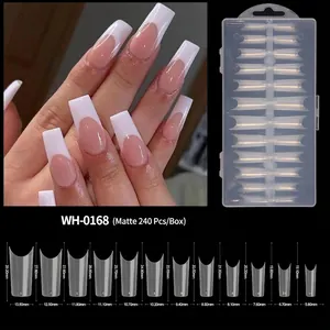 Size chart for matte almond fake nails including 12 sizes with detailed measurements