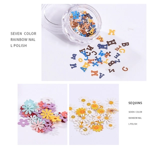 Regenboog letters en bloemen nagelkunst lovertjes set voor DIY manicure ontwerpen