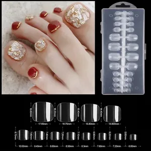 Detailed size chart for WH-0180 almond nail tips including width and length measurements