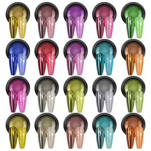 Poudre Miroir Ongles Pigment Verre Chrome Effet Métallique Manucure DIY Décoration Avec Pinceau Éponge Poussière