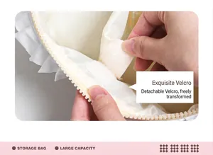 Dettaglio della borsa da trucco con divisori interni in velcro rimovibili e pratici