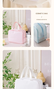 Close-up of portable mesh cosmetic bags in pastel colors with smooth zippers