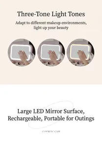 Beauty case LED portatile con tre modalità di luce regolabili per viaggi e trucco