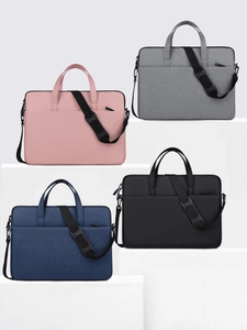 Sacoches d'ordinateur minimalistes en rose, gris, bleu et noir avec bandoulière réglable