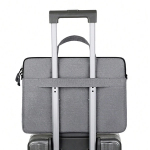 Sacoche ordinateur grise avec sangle pour valise en tissu résistant de voyage