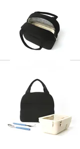 Détail du sac à lunch en velours côtelé avec doublure thermique isolante et fermeture