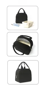 Détail du sac à lunch en velours côtelé noir avec doublure isolante en aluminium thermique