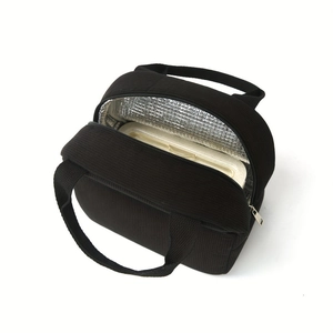 Sac isotherme en velours côtelé noir avec poignée et doublure en aluminium pour le déjeuner