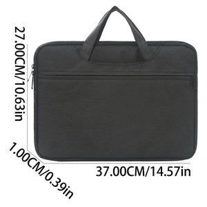 Sleek black business laptop briefcase in wear-resistant canvas with size dimensions