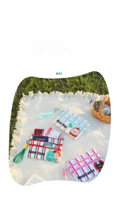Detailed view of portable cartoon passport holders with three zipper pockets and straps