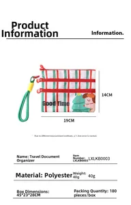 Detail view of polyester passport bag dimensions 19x14cm with triple zipper design