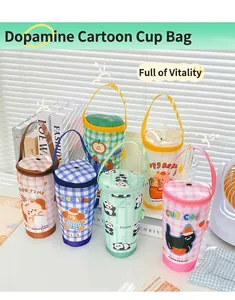 Ins style cartoon insulated cup bags with aluminum foil lining in five colorful animal designs