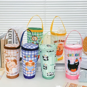 Isolierte Becher-Tragetasche Tragbare Oxford-Stoff Cartoon Capybara Panda Druck Milchtee Kaffeehalter Griff Reißverschluss