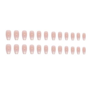 Short ballet blush press-on nails with champagne aurora pearl finish in a 24-piece set