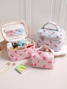 Borsa Per Cosmetici Trapuntata Grande Capacità Organizer Da Viaggio Motivo A Quadretti Borsa A Secchiello E Cuscino