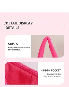 Dettaglio della borsa cosmetica rosa acceso con spalline spesse e tasca interna con zip