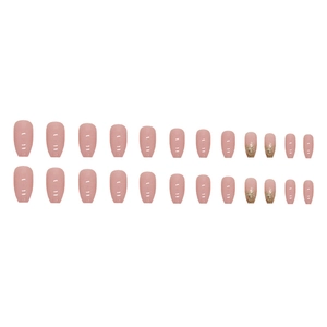 Short ballet pink press-on nails set with glitter gradient and solid color minimalist design