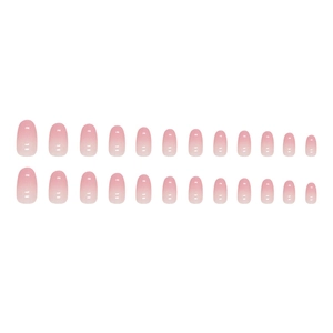 Set de 24 faux ongles ovales dégradés roses pailletés pour manucure féminine