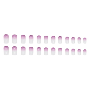 Purple ombre press-on nails set with glitter gradient and 24 pieces for women