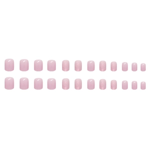 Short square lavender pink press-on nails with glitter finish and glossy solid colors