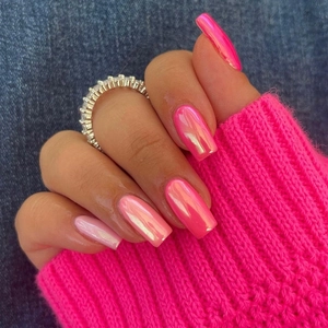 Aurora Artificial Pearl Pink Gradient Press On Nails Medium Long Square Round Glossy Artificial Fake Nails