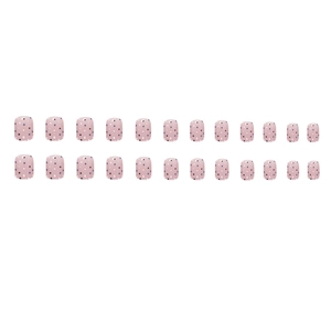 Pink polka dot press-on nails set with 24 pieces in various sizes for stylish women