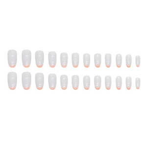 French Aurora orange gradient oval press-on nails set with 24 pieces for women