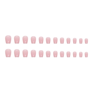 Pink gradient French short ballet style trapezoidal press-on nails 24-piece full set