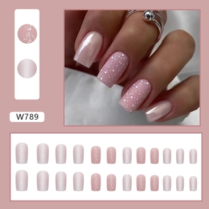 Pink leopard star press-on nails set with gradient glitter finish and square tips