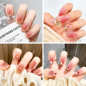 24 Piezas de Uñas Postizas Francesas Degradado Rosa Con Diseños de Corazón Y Flores Forma de Ataúd Larga Para Mujer Decoración Diaria