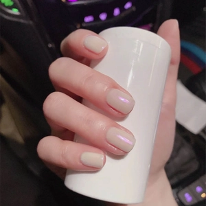 Press On Nails Pink Aurora Gradient Pearlescent Ultra Thin Waterproof Fake Nails For Women Manicure Art Decoration