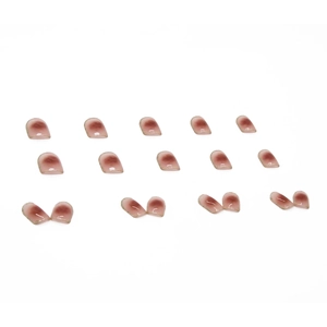 Faux ongles courts rose blush avec dégradé œil de chat et fini scintillant doré