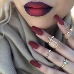 Matte Wine Red Press On Nails Short Ballet Fake Nails Artificial Fingernails For Women Daily Wear Minimalist Nail Art Accessory