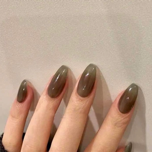 Press On Nails Coffin Shape Translucent Jelly Solid Color Fake Nails Glossy Full Cover Artificial Finger Nails For Women