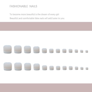 French style nude gradient press-on toenails with glossy finish for summer pedicure