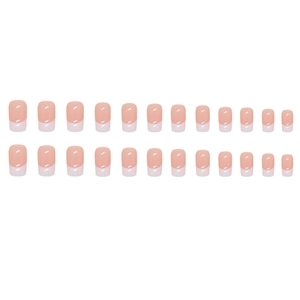 Classic pink and white French press-on nails set with 24 pieces in various sizes