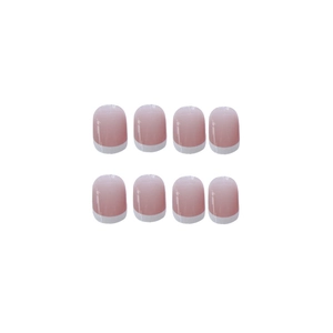 French tip press-on nails with pink to white gradient on a clean white background