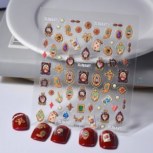5D Relief Nail Art Stickers Retro Baroque Style 3D Textured Self Adhesive Waterproof Vintage Frame Decals For Women DIY