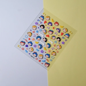 3D embossed cartoon nail stickers with cute girl and boy designs for children and girls