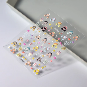 3D embossed cute cartoon girl stickers with floral and cake motifs for decoration
