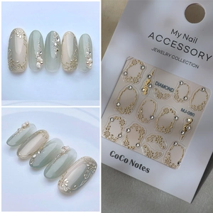 3D Relief Nail Art Stickers Rhinestone Inlay Hot Stamping Floral Frame Jewelry Style Waterproof Long Lasting DIY Manicure
